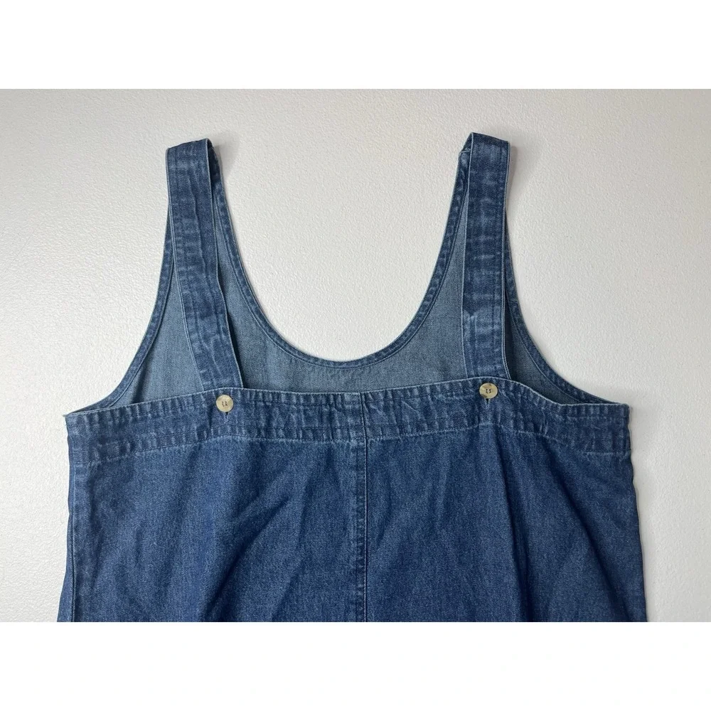Vtg Floral Embroidered Denim Dress Sunflower Y2K Size Medium Denim Du Jour‎ Jean